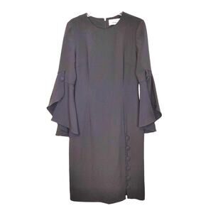 Prabal Gurung Shift Dress Bell Sleeve Knee Length Black Silk Lined Womens Size 6